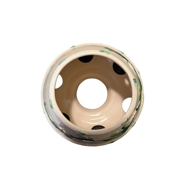 Candle Shade Ivory with Green Vines & Leaves Ceramic Jar Candle Topper Shade - Picture 6 of 8